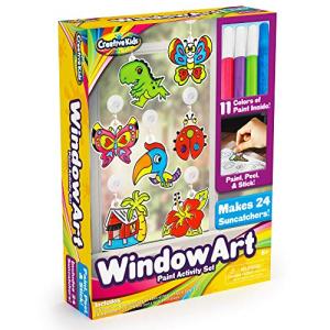 Window Paint Art Stickers Kit Kids â Childrenâs Make Your Own Fun Suncatchers Set â [24] Sun Catchers, [24] Suction Cups & [11] Paints â DIY Car Window & Mirror Arts & Crafts Kit Children from Creative Kids