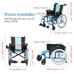 ENCAREFOR 19.5lbs Ultra Lightweight Wheelchair with Ergonomic Backrest, 20" Wide Seat Wheelchair for Adults, Foldable Portable Magnesium Self-propelled Wheelchair with Travel Bag 2-in-1 Holder Blue by ENCAREFOR