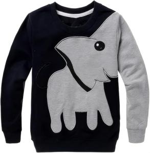 CM-Kid Little Boys' Elephant Long Sleeve T-shirt Cartoon Head Sweatshirt, Black, 3T by 