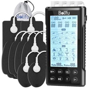 Belifu Dual Channel Tens Unit Electro Muscle Stimulator, Fully Isolated with Independent 24 Modes, Rechargeable Pulse Massager with Electrodes Pads for Neck Back Arms Chronic Pain Relief Body Building from Belifu