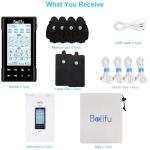 Belifu Dual Channel Tens Unit Electro Muscle Stimulator, Fully Isolated with Independent 24 Modes, Rechargeable Pulse Massager with Electrodes Pads for Neck Back Arms Chronic Pain Relief Body Building from Belifu
