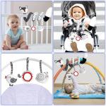 Euyecety Baby Spiral Plush Toys, Black White Stroller Toy Stretch & Spiral Activity Toy Car Seat Toys, Hanging Rattle Toys for Crib Mobile, Newborn Sensory Toy Best Gift for 0 3 6 9 12 Months Baby-Fox from Euyecety