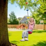 Jungle Gym Kingdom Tree Swing for Kids - Single Disc Seat and Rainbow Climbing Rope Set w/ Carabiner and 4 Foot Strap - Treehouse and Outdoor Playground Accessories - Yellow from Jungle Gym Kingdom