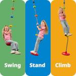 Jungle Gym Kingdom Tree Swing for Kids - Single Disc Seat and Rainbow Climbing Rope Set w/ Carabiner and 4 Foot Strap - Treehouse and Outdoor Playground Accessories - Yellow from Jungle Gym Kingdom