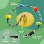 Jungle Gym Kingdom Tree Swing for Kids - Single Disc Seat and Rainbow Climbing Rope Set w/ Carabiner and 4 Foot Strap - Treehouse and Outdoor Playground Accessories - Yellow from Jungle Gym Kingdom
