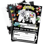 Watercolor Video Game Party Invites - 20 Set Fill-in Invitations with Envelopes for Boys Game Theme Birthday Party Supplies Double-Sided Printed Invitation Cards by WERNNSAI