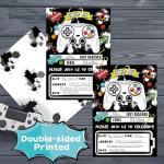Watercolor Video Game Party Invites - 20 Set Fill-in Invitations with Envelopes for Boys Game Theme Birthday Party Supplies Double-Sided Printed Invitation Cards by WERNNSAI