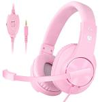 Headset for PS5 Games,PS4,Xbox,PC, Kids Headphones with Mic for School Supplies,Pink Headphones Wired for Girls,Headphones with Microphones,Pink Gaming Headset (Pink) from BUTFULAKE