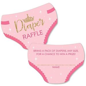 Big Dot of Happiness Little Princess Crown - Diaper Shaped Raffle Ticket Inserts - Pink and Gold Princess Baby Shower Activities - Diaper Raffle Game - Set of 24 by Big Dot of Happiness, LLC