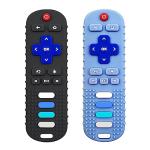 ERSIHUA 2-Pack Silicone Baby Teething Toys, TV Remote Teethers for 6-12-18 Months Infant, Fire Remote Shape Toddlers Silicone Teethers for Boys and Girls Sensory Toy(Black+Blue) by ERSIHUA