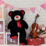 WENMOTDY Huge Teddy Bear Stuffed Animal Giant Teddy Bear Plush with Red Ribbon Bow Valentine's Day Plush Toy Gift for Girlfriend and Kids 36 inch Black from yangzhou zhiduoduo gongyipin youxiangongsi