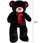WENMOTDY Huge Teddy Bear Stuffed Animal Giant Teddy Bear Plush with Red Ribbon Bow Valentine's Day Plush Toy Gift for Girlfriend and Kids 36 inch Black from yangzhou zhiduoduo gongyipin youxiangongsi