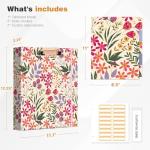 Ospelelf 3 Ring Binder 1.5 Inch, Cute Binder for Letter Size (11" x 8.5") with 5 Tab Dividers, File Folder Labels and Low Profile Clipboards, Floral Binder for School Supplies and Office Supplies from Ospelelf