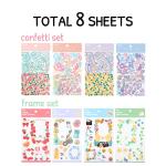 Cute Essential Kawaii Aesthetic Stationery Sticker Pack - 12 Sheets (690+ stickers) - for planners, journals, scrapbooks, gifts, kpop photocards, polocos, frame, removable, confetti, alphabet, numbers from dalgaru