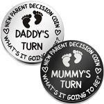 2 Pieces Fun New Parents Decision Coin Double-Sided Decision Making Coin Baby Gifts for Mom Dad New Baby Pregnancy Gift for First Time Mommy Daddy Christmas Thanksgiving Baby Shower Sliver and Black from Hicarer