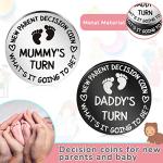 2 Pieces Fun New Parents Decision Coin Double-Sided Decision Making Coin Baby Gifts for Mom Dad New Baby Pregnancy Gift for First Time Mommy Daddy Christmas Thanksgiving Baby Shower Sliver and Black from Hicarer