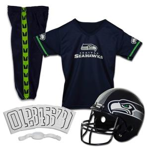 Franklin Sports Seattle Seahawks Kids Football Uniform Set - NFL Youth Football Costume for Boys & Girls - Set Includes Helmet, Jersey & Pants - Medium from Franklin Sports