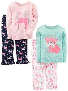 Simple Joys by Carter's Baby Girls' Toddler 4 Piece Pajama Set, Puppy/Unicorn, 4T by Simple Joys by Carter's