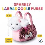 Little Jupiter Plush Dog Pet Carrier Set with Purse with Reversible Sequins & Charm - Labradoodle Stuffed Animal Puppy for Girls - Stuffy - Toy for Kids Ages 3-4 - 5-6 â 7 - Valentine Stuffed Animals from Little Jupiter
