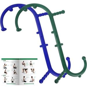 2 Pack Massage Trigger Point Cane, Body Deep Tissue, Handheld Back, Neck, Shoulder, Leg and Feet Massager Rod, Muscle Release Tool Self Massage Hook Cane for Women & Men, Blue & Green from Taizhou Huangyan Jingying Mould Co.,Ltd