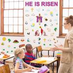 82pcs Easter He is Risen Bulletin Board Decorations, Easter Religious Jesus Spring Cutouts Classroom School Supplies for Christian Party Church Bulletin Board Window Wall Decor from OBUSATT