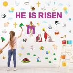 82pcs Easter He is Risen Bulletin Board Decorations, Easter Religious Jesus Spring Cutouts Classroom School Supplies for Christian Party Church Bulletin Board Window Wall Decor from OBUSATT