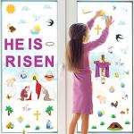 82pcs Easter He is Risen Bulletin Board Decorations, Easter Religious Jesus Spring Cutouts Classroom School Supplies for Christian Party Church Bulletin Board Window Wall Decor from OBUSATT
