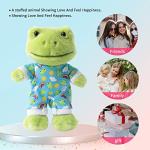 Furvana 9-Inch Cute Frog Plush, Soft Frog Stuffed Animal Plush Toy, Kawaii Frog Plush Doll, Green Frog Plushie with Cloths Toy Gift for Kids Children (Baby Frog with Jumpsuit) by HuanChuang