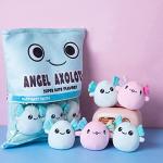 Cute Axolotl Plush Toy, Removable Salamander Animal Stuffed Plush Pillow, Kawaii Plush Cushion Toy Game for Kids, Girls, Birthday Gift (6pcs a Bag, Blue) from REFAHB
