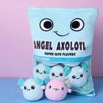 Cute Axolotl Plush Toy, Removable Salamander Animal Stuffed Plush Pillow, Kawaii Plush Cushion Toy Game for Kids, Girls, Birthday Gift (6pcs a Bag, Blue) from REFAHB