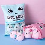 Cute Axolotl Plush Toy, Removable Salamander Animal Stuffed Plush Pillow, Kawaii Plush Cushion Toy Game for Kids, Girls, Birthday Gift (6pcs a Bag, Blue) from REFAHB