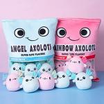 Cute Axolotl Plush Toy, Removable Salamander Animal Stuffed Plush Pillow, Kawaii Plush Cushion Toy Game for Kids, Girls, Birthday Gift (6pcs a Bag, Blue) from REFAHB