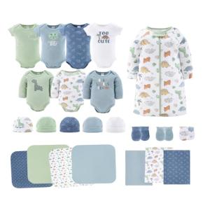 The Peanutshell Newborn Clothes & Accessories Set for Baby Boys - 23 Piece Layette Gift Set - Fits Newborn to 3 Months - Dinosaur by Farallon Brands