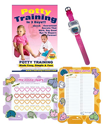 Potty Training in 3 Days - Ultimate Potty Training for Girls. Complete Kit Includes Potty Training in 3 Days Audio Guide, Laminated Potty Training Charts & Pink Potty Time Watch (Pink) by The Potty Trainer