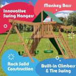 Creative Playthings Northbridge Pack 2 Wooden Swing Set (Made in The USA) Ages 2 to 12 Years, Includes Climbing Wall for Kids, Playground Swings & Slide, Monkey Bars and Tire Swing, 22x12x11 ft from Creative Playthings Ltd.