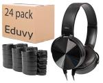 Bulk Headphones for Classroom, Pack of 24 Wired Head Phones for Kids. School Supplies for Teachers Elementary to College Students. School Headphones Pack. (Black) by Eduvy