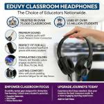 Bulk Headphones for Classroom, Pack of 24 Wired Head Phones for Kids. School Supplies for Teachers Elementary to College Students. School Headphones Pack. (Black) by Eduvy