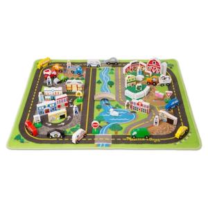 Melissa & Doug Deluxe Activity Road Rug Play Set with 49 Wooden Vehicles and Play Pieces by Melissa and Doug