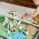 Melissa & Doug Deluxe Activity Road Rug Play Set with 49 Wooden Vehicles and Play Pieces by Melissa and Doug