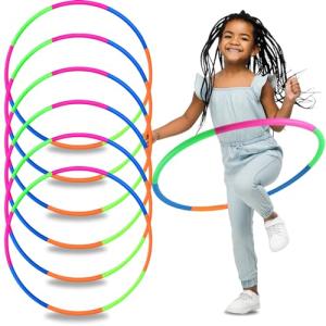 6 Pack Toy Hoop Bundle Pack - Snap Together Detachable Adjustable Weight Size Plastic Hoops - Kids Hula Rings for Sports Playing, 32-Inch from Liberty Imports