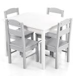 Costzon Kids Table and Chair Set, 5 Piece Wood Activity Table & Chairs for Arts, Crafts, Homework, Snack Time, Preschool Furniture, Gift for Boys Girls, Toddler Table and Chair Set (Grey & White) from Costzon