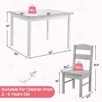 Costzon Kids Table and Chair Set, 5 Piece Wood Activity Table & Chairs for Arts, Crafts, Homework, Snack Time, Preschool Furniture, Gift for Boys Girls, Toddler Table and Chair Set (Grey & White) from Costzon