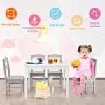 Costzon Kids Table and Chair Set, 5 Piece Wood Activity Table & Chairs for Arts, Crafts, Homework, Snack Time, Preschool Furniture, Gift for Boys Girls, Toddler Table and Chair Set (Grey & White) from Costzon