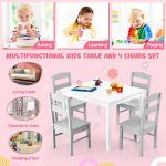 Costzon Kids Table and Chair Set, 5 Piece Wood Activity Table & Chairs for Arts, Crafts, Homework, Snack Time, Preschool Furniture, Gift for Boys Girls, Toddler Table and Chair Set (Grey & White) from Costzon