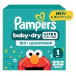 Diapers Newborn/Size 1 (8-14 lb), 252 Count - Pampers Baby Dry Disposable Baby Diapers, ONE MONTH SUPPLY by Procter & Gamble