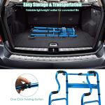 Goplus 440LBS Foldable Standard Walker, Reinforced and Thickened Rehabilitation Auxiliary Walking Frame with Wheels & Bi-Level Armrests, Height Adjustable Elderly Walking Mobility Aid (Blue) from Goplus Corp