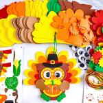 Winlyn 24 Sets Thanksgiving Owl Ornaments Decorations Art Sets DIY Thanksgiving Craft Kits Fall Crafts Pumpkin Sunflower Turkey Foam Stickers Arts and Crafts Googly Eyes for Kids Classroom Activities from Winlyn