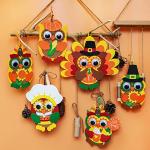 Winlyn 24 Sets Thanksgiving Owl Ornaments Decorations Art Sets DIY Thanksgiving Craft Kits Fall Crafts Pumpkin Sunflower Turkey Foam Stickers Arts and Crafts Googly Eyes for Kids Classroom Activities from Winlyn