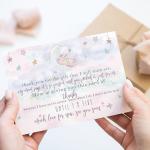 Unicorn Baby Shower Thank You Cards with Envelopes (25 Pack) Message from Baby Girl Thanking Guests for Gifts - Whimsical Star, Moon, Rainbow Theme - Pink and Gold Design - A6 Printed Stationery Set (4 X 6 inches) Paper Clever Party from Paper Clever Part