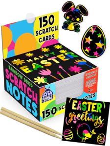 Purple Ladybug Rainbow Scratch Off Art Mini Notes Set - Great Stocking Stuffers for Kids, Teens, & Adults - with 150 Scratch Papers + 2 Wooden Stylus - Small Gifts Idea, Fun Arts & Crafts Kit from Purple Ladybug Novelty